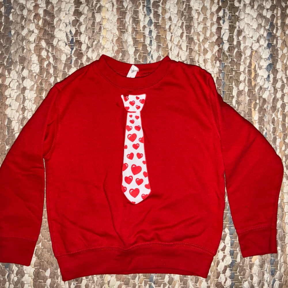 Rabbit Skins Red Sweater with Heart Tie Design
